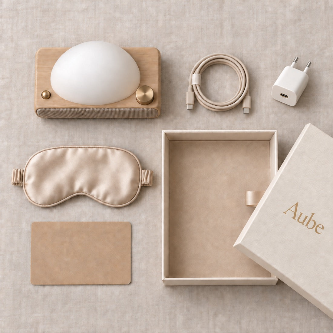 Aube et ses accessoires dans leur coffret
